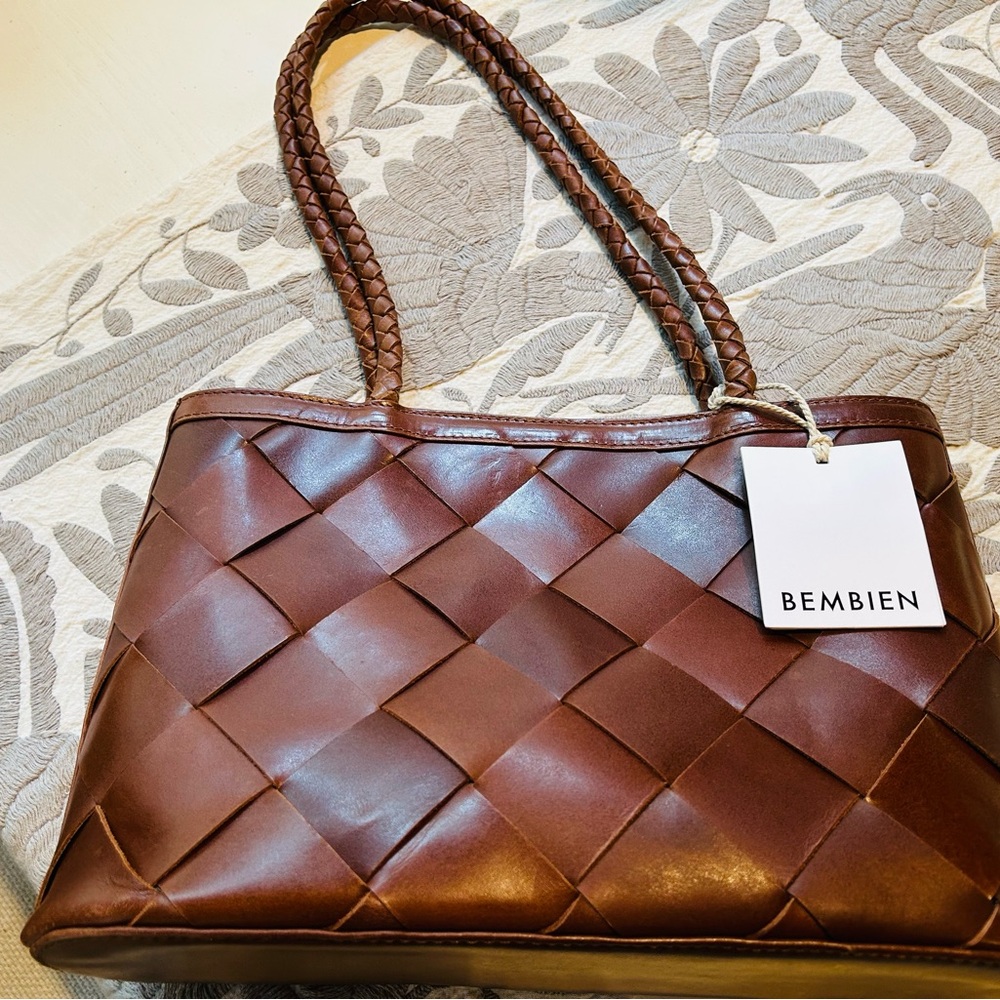 Bembien Ella Brown Grande Weave Shoulder Bag